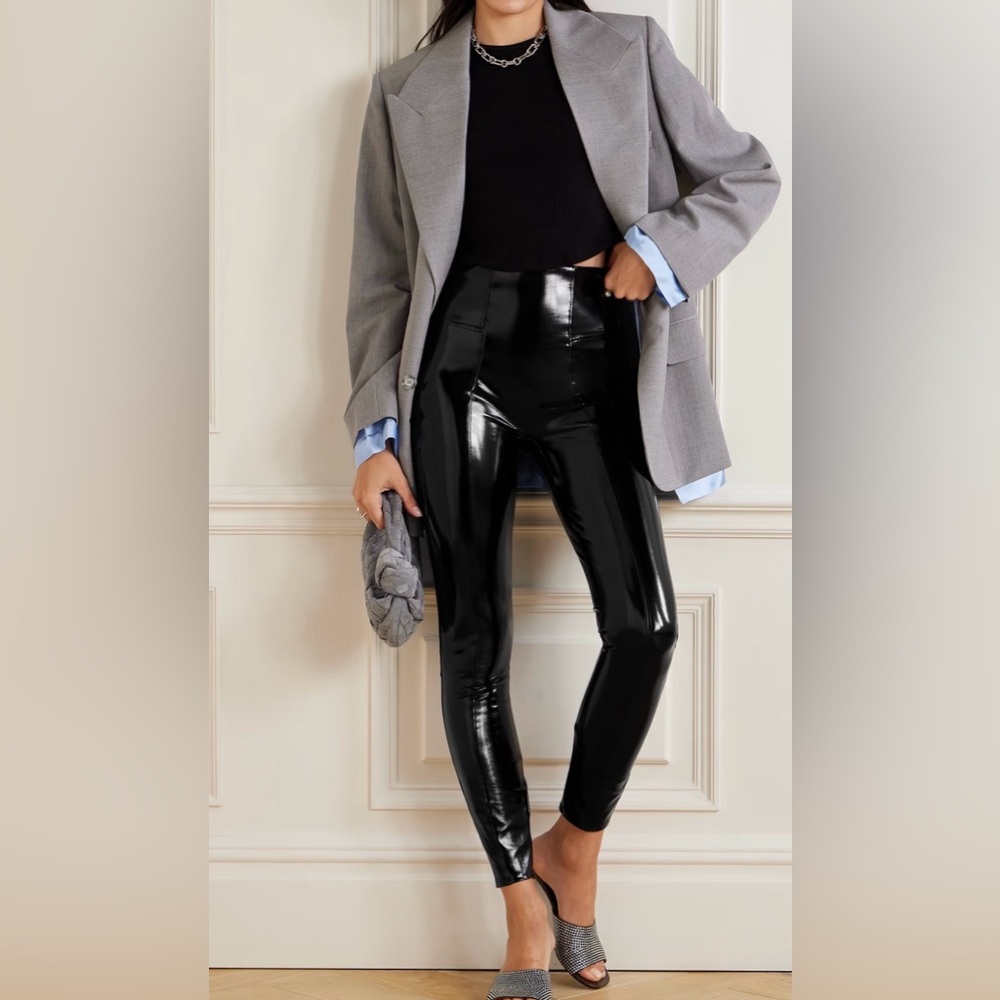 SPANX Faux Patent Leather Leggings in Classic Black
